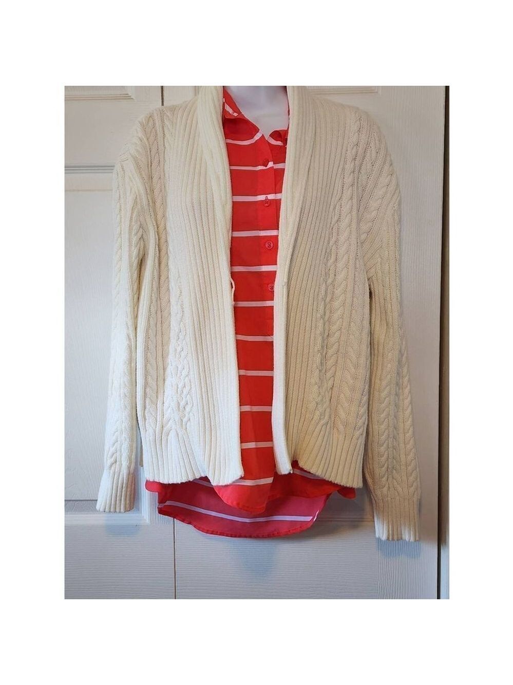 Chaps White Ribbed Sweater Large - Picture 1 of 8